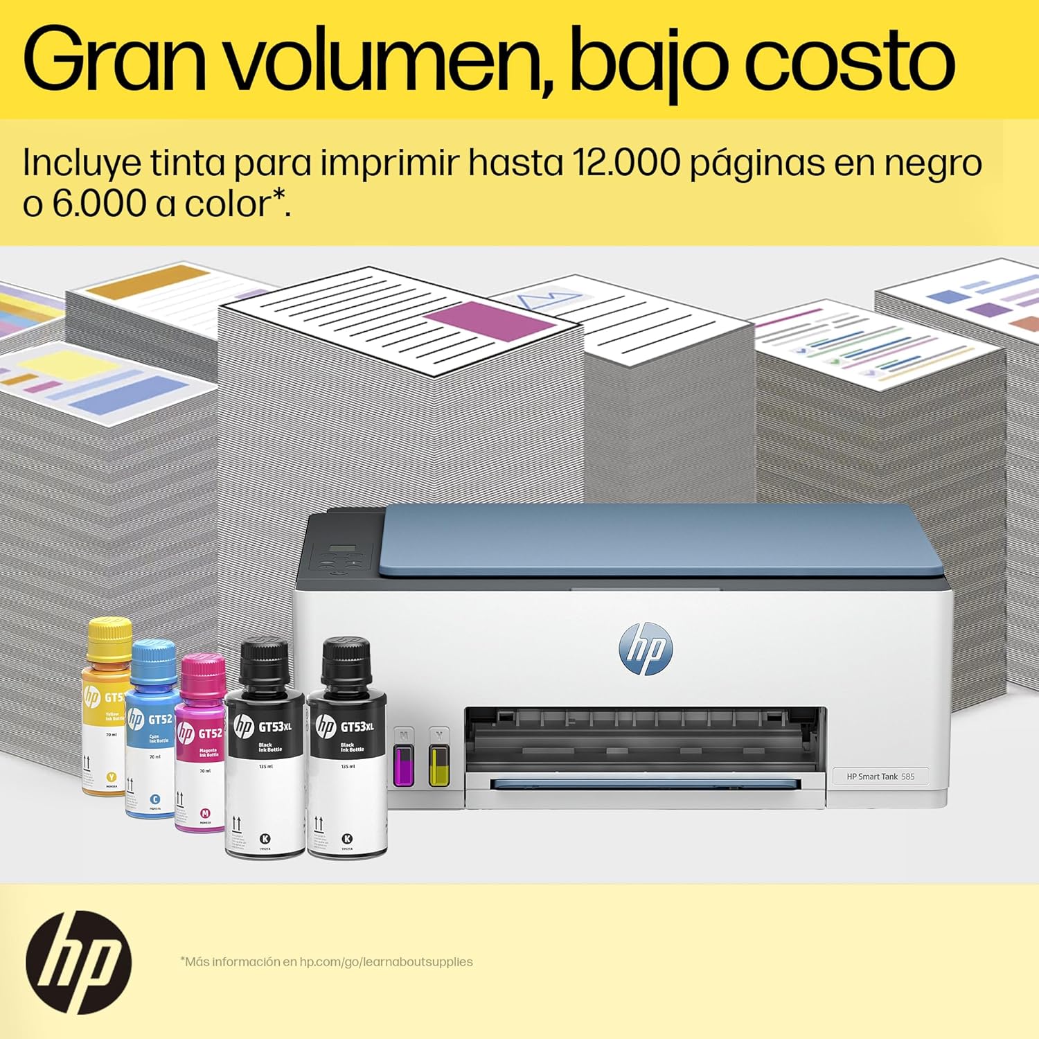 HP Impresora Multifuncional Smart Tank 585, Tinta Continua, Color, Wi-Fi, Dúplex (Doble Cara) Manual, Impresión Desde Smart App, hasta 2 años de Garantía* (1F3Y4A)