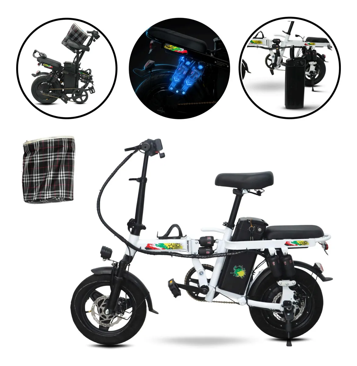 Yima Bicicleta Eléctrica Plegable 48v 15a |velocidad 35km/h Color Blanco