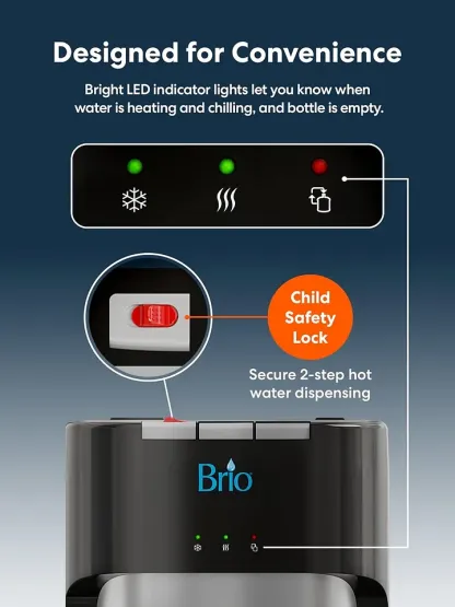 Brio - Dispensador de agua para enfriador de agua de carga inferior, serie esencial, 3 ajustes de temperatura, agua caliente, fría y fría, aprobado por UL/Energy Star