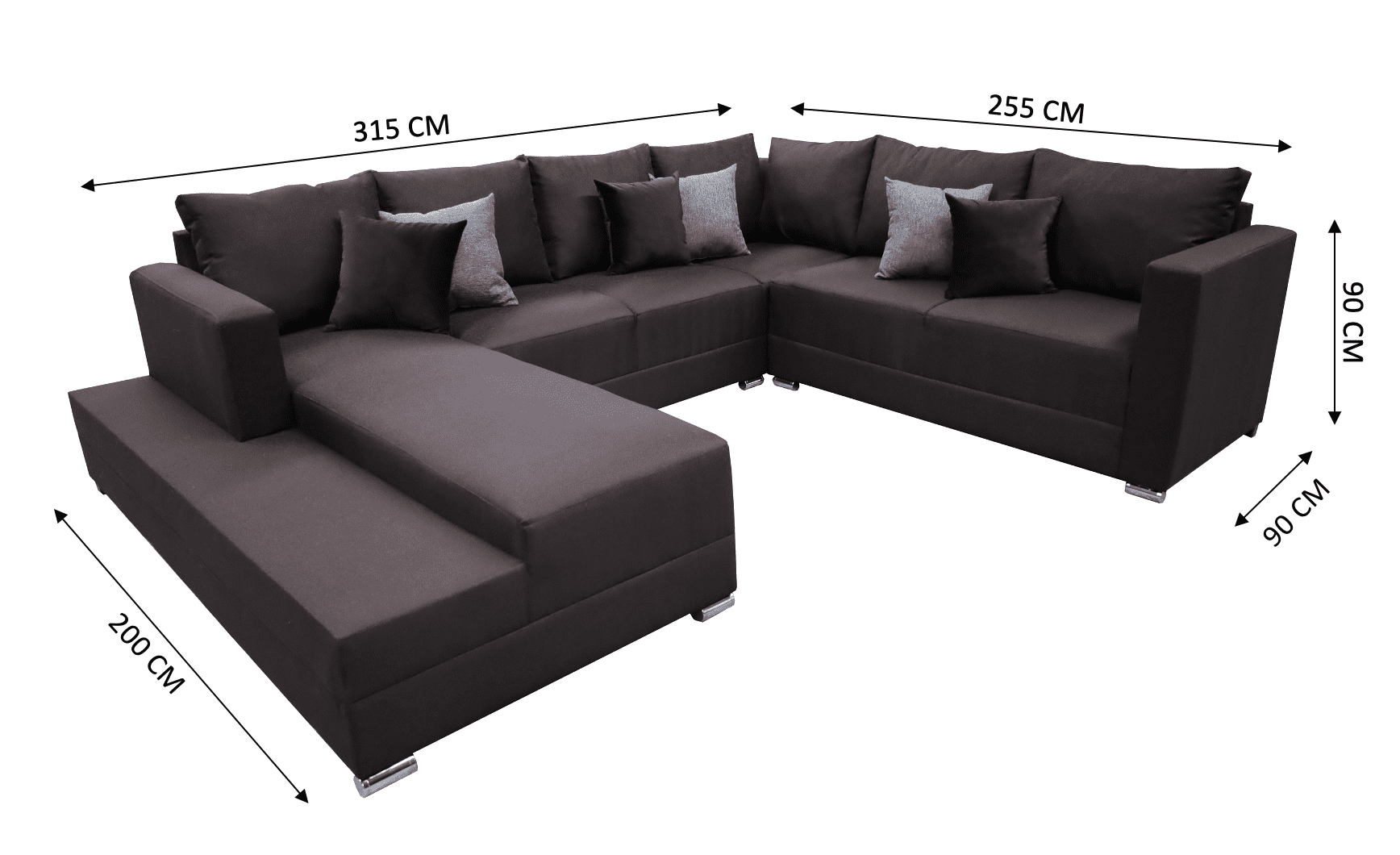 Sala esquinera en U El Bazar Store modelo Corbel gris oxford 4 salas en 1