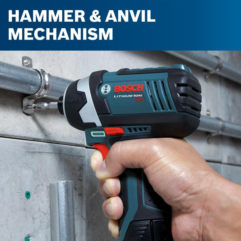 Bosch CLPK22-120 Kit combinado de 2 herramientas de 12 V máx. con Taladro/Atornillador de 3/8", Atornillador de impacto y (2) baterías de 2.0 Ah