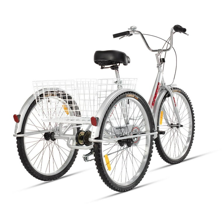 Bicicleta R26 7 Velocidades Tricicleta con Canasta Trasera Gospel PL7001-P