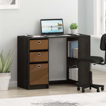 Escritorio Furinno para estudio de computadora y escritura con almacenamiento, espresso