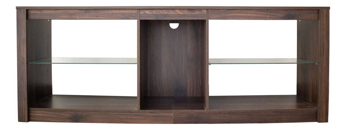 Mesa para TV Living 150cm Café Luces LED Vidrio Templado 55''