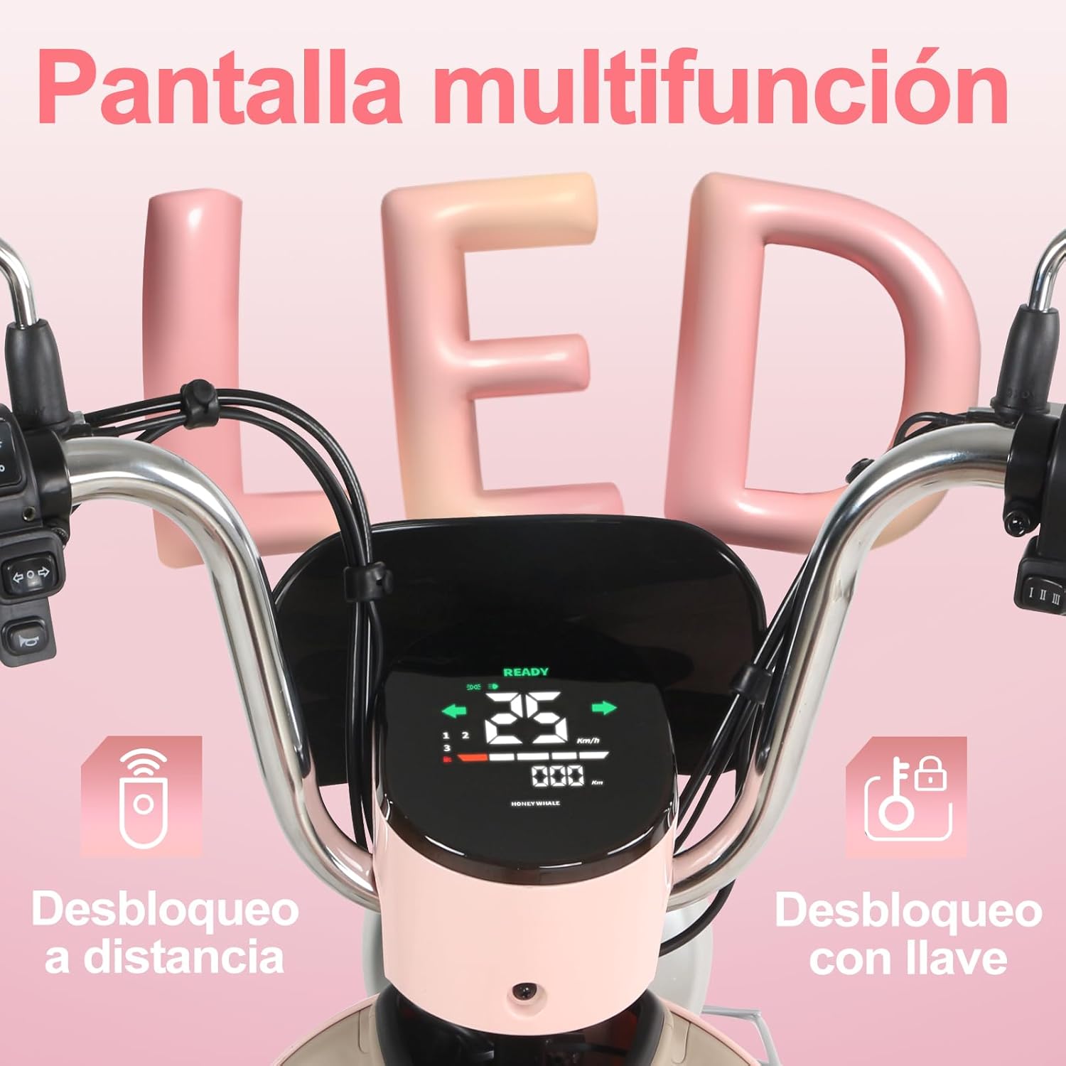 HONEYWHALE UNA Bicicleta Electrica para Adultos, Moto Electrica con Alarma, Potencia Motor MAX 800W, Velocidad MAX 45KM/H, Autonomía 60KM, Bateria 20AH de Gran Capacidad