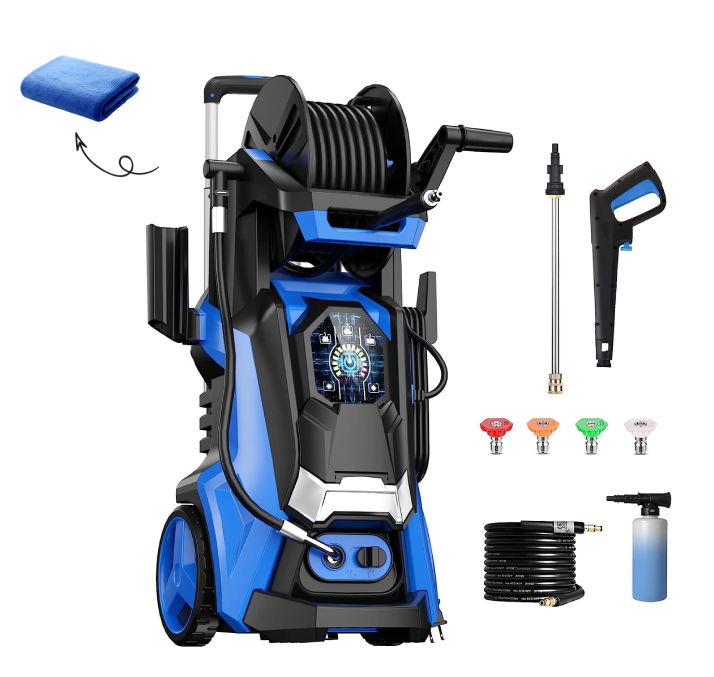 Electric Pressure Washer 4500 PSI 3.2 GPM Touch Screen Adjustable Pressure,4 Nozzles and 500ml Foam Cannon Power Washer Cleaning for Patio