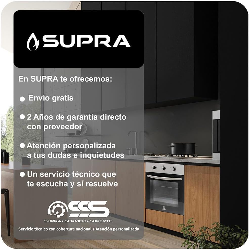 SUPRA Estufa de piso a gas de 4 quemadores de 50 cm Mod. AMBROSIA color negro mate