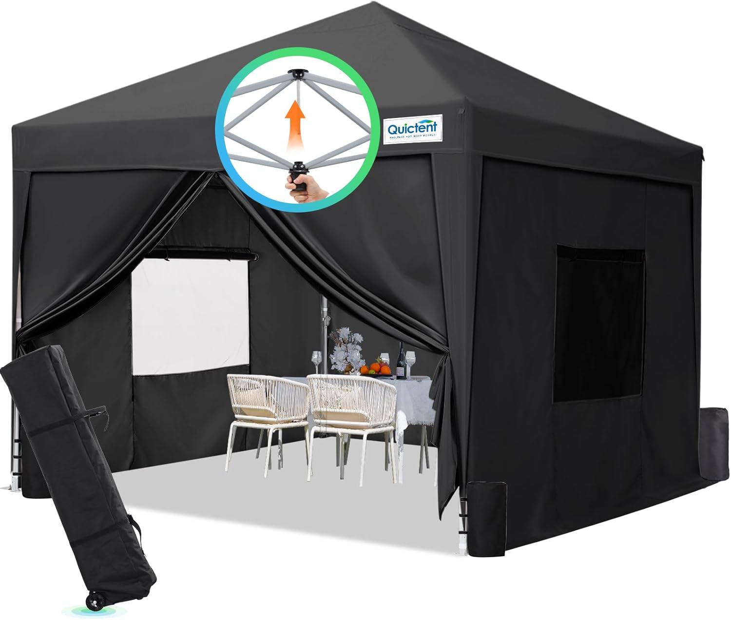 Quictent - Tienda de campaña desplegable de privacidad de 10 x 10 pulgadas con paredes laterales y ventanas ventiladas enrollables, configuración para una persona, fácil refugio para eventos