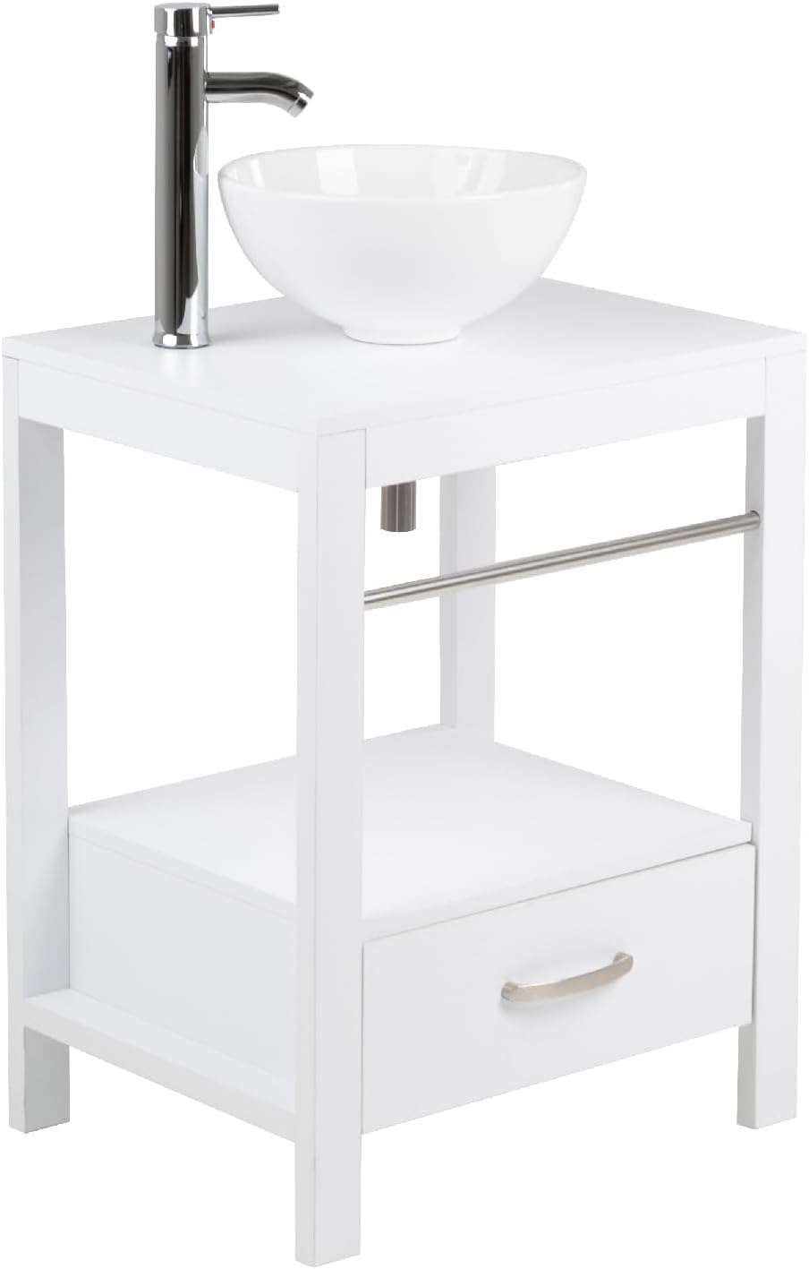 Kingshouse | Gabinete para Baño con Ovalín y Monomando – Mueble de Baño Lavamanos con 2 Cajones – Lavabo – Gabiente Organizador - Color Gris Mate – Fibra de Madera MDF – Lavamanos De Cerámica