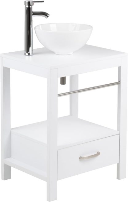 Kingshouse | Gabinete para Baño con Ovalín y Monomando – Mueble de Baño Lavamanos con 2 Cajones – Lavabo – Gabiente Organizador - Color Gris Mate – Fibra de Madera MDF – Lavamanos De Cerámica