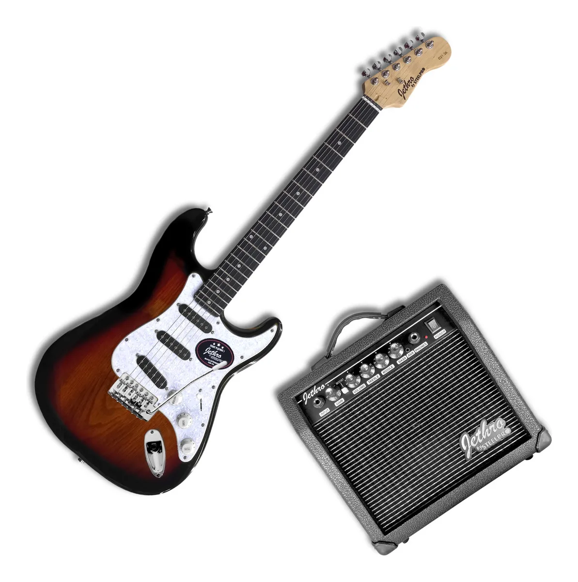 Paquete Guitarra Electrica Jethro Series By  steelpro 021 Color 3-Tone sunburst Orientación de la mano Diestro