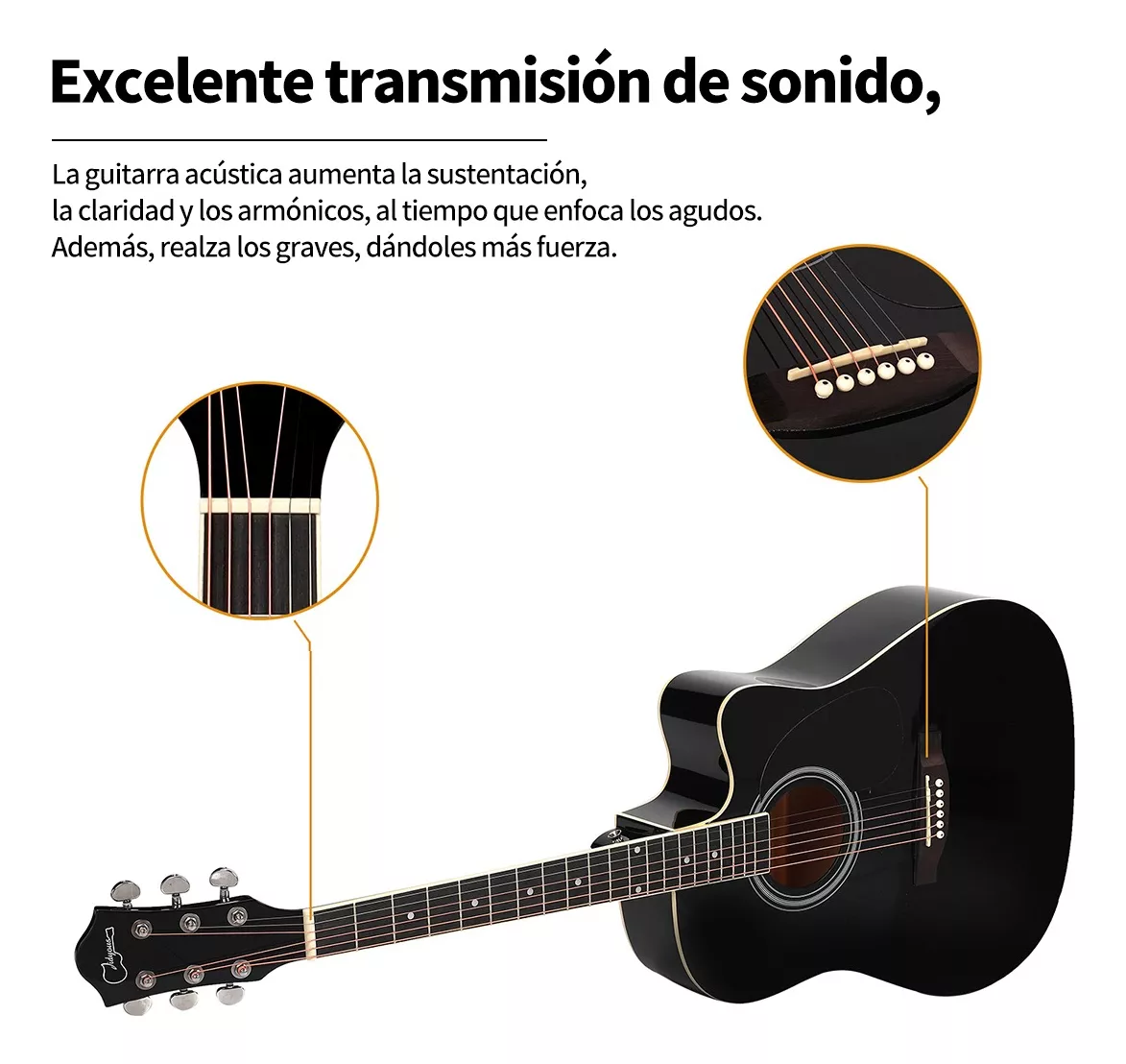 41in Guitarra Acústica Bajoloche Acustico Trastes De Gitarra