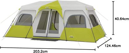 [Copy]CORE - Tienda de campaña instantánea para 12 personas | Tienda de campaña enorme de 3 habitaciones para familia con bolsillos de almacenamiento para accesorios de camping, tienda de campaña grande