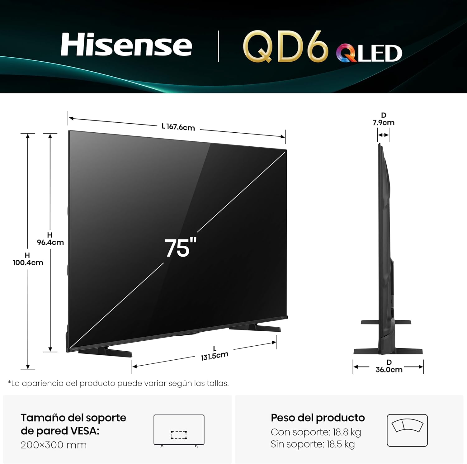 Hisense Television QD6QFM (Modelo 2025) Pantalla 43 Pulgadas,QLED Smart Fire TV UHD 4K,Control Remoto por Voz con Alexa,Escalado AI a 4K,Dolby Vision Atmos, Modo de Juego Plus