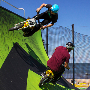 Razor; MX650; Two Guys riding on Ramps