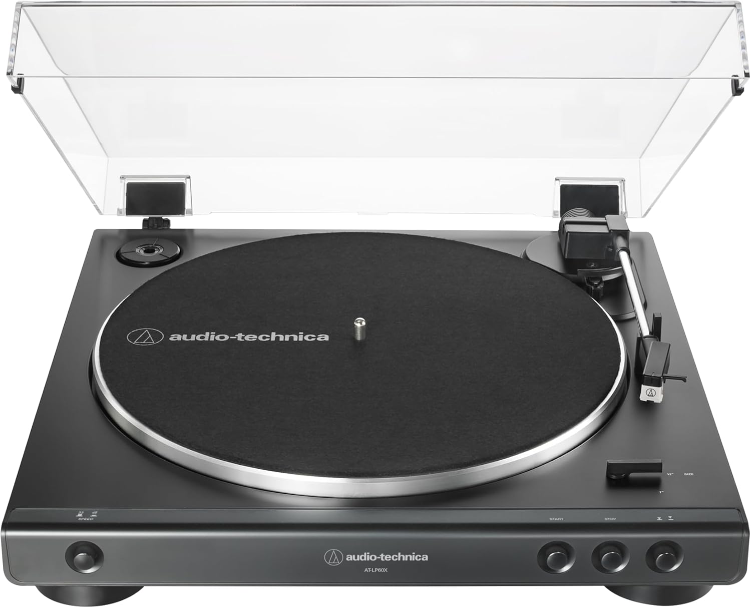 Audio-Technica - Tocadiscos AT-LP60X-BK totalmente automático con transmisión por correa, velocidades de 33/45 RPM (negro)