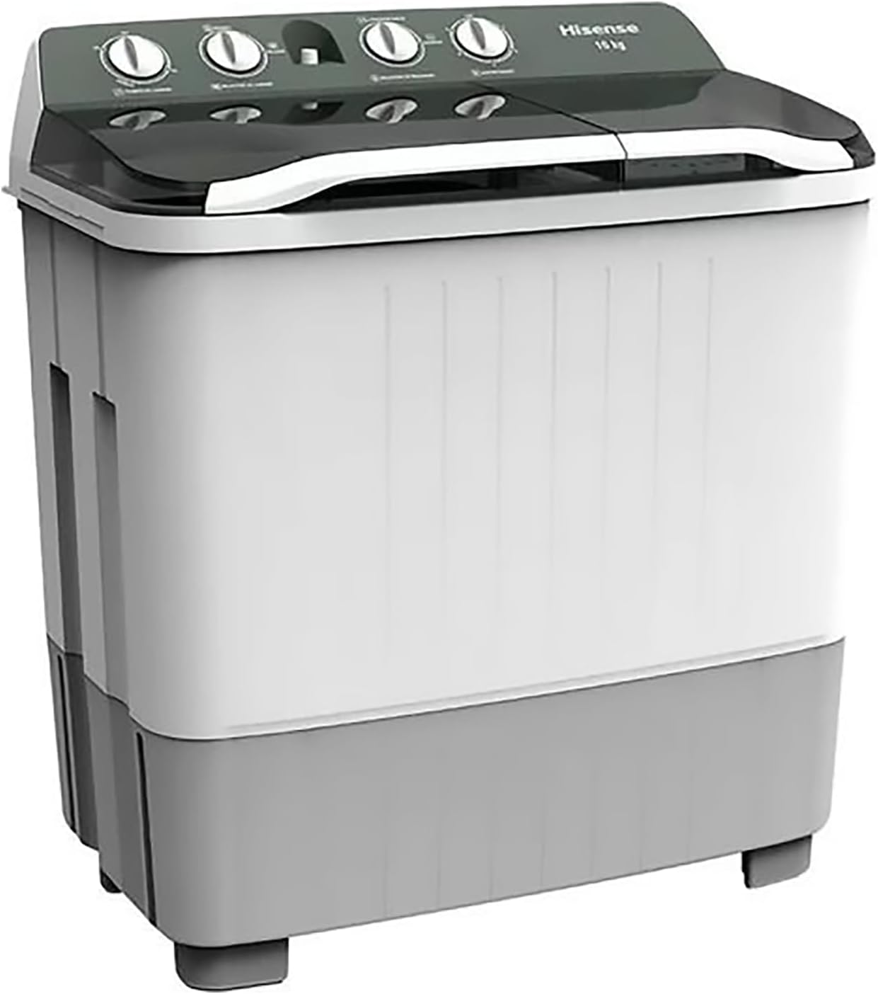 Lavadora Automatica Hisense doble tina 13 KG, carga superior, Blanca/Gris, modelo WSA1302P