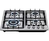 FLINE Parrilla de Gas Empotrable 4 Quemadores | Acero Inoxidable | Estufa Eléctrica Empotrable | Parrilla Inducción | Estufas de Gas de Mesa | Quemadores, 4 Parrillas
