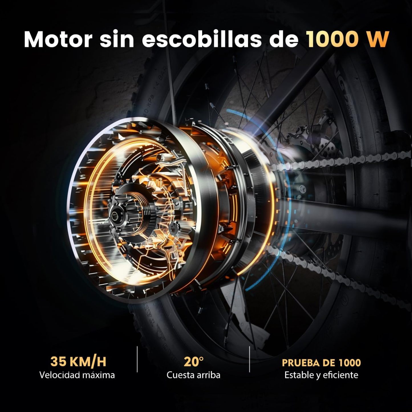 CYCROWN CycRun Bicicleta Electrica para Adultos, Moto Electrica con Potencia Máxima del Motor 1000W,Autonomía 70-90KM, Velocidad de 35KM/H, con 20" Neumático Moto Bicicleta de Montaña
