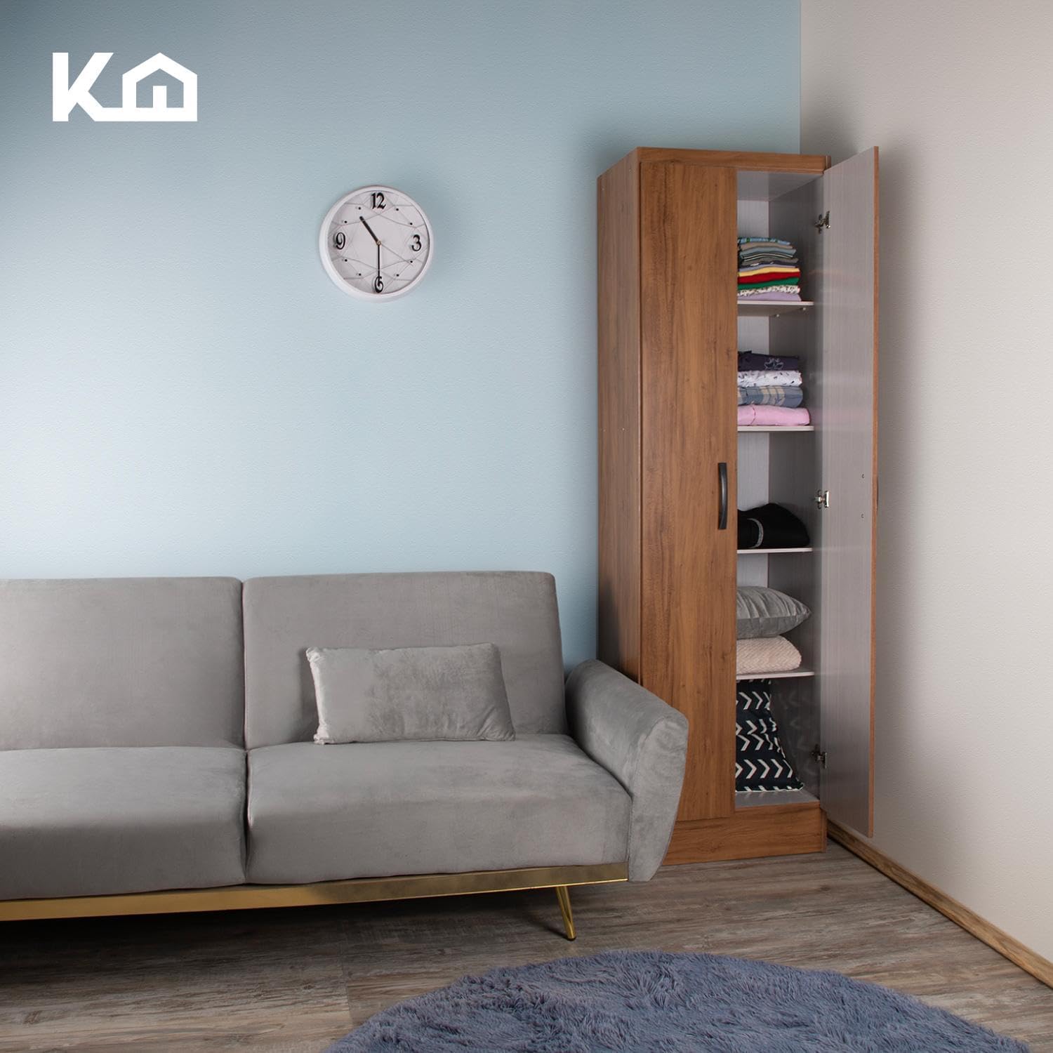 Kingshouse | Ropero De 6 Puertas con 2 Cajones – Color Café – Barra para Colgar – Estructura MDP – Mueble Organizador De Ropa – Armario para Casa, Recámara y Hogar