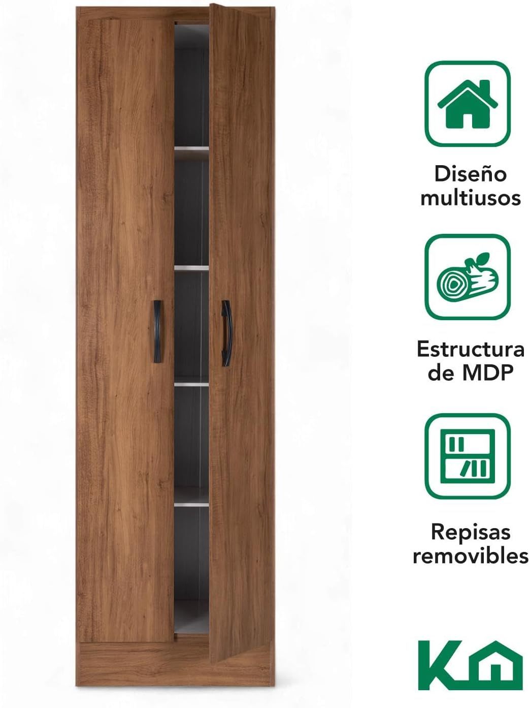 Kingshouse | Ropero De 6 Puertas con 2 Cajones – Color Café – Barra para Colgar – Estructura MDP – Mueble Organizador De Ropa – Armario para Casa, Recámara y Hogar