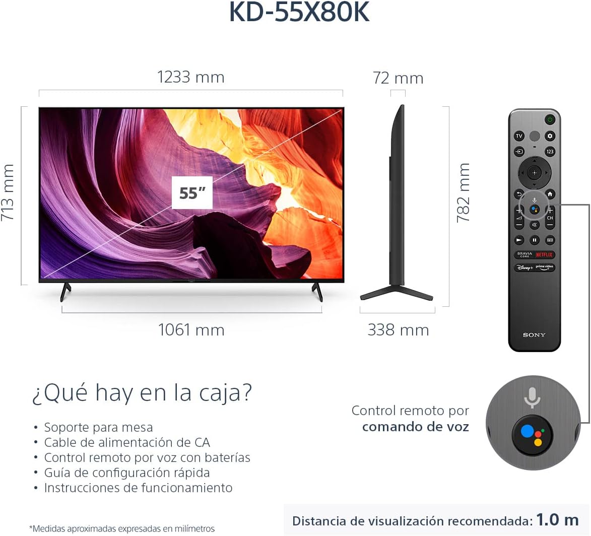 Sony Pantalla X80K 43 Pulgadas KD-43X80K 4K UHD LED Smart Google TV Modelo 2022