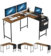 FurnitureR Escritorio en Forma de L, Escritorio de Esquina para Ordenador, Mesa de PC, Escritorio...