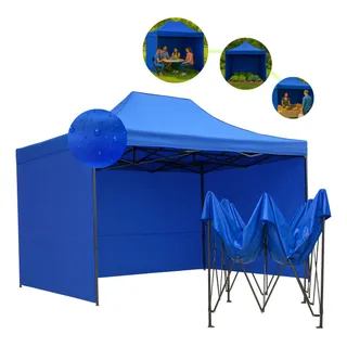Toldo Carpa 3x4.5 Azul Con Paredes Lista Para Colocar