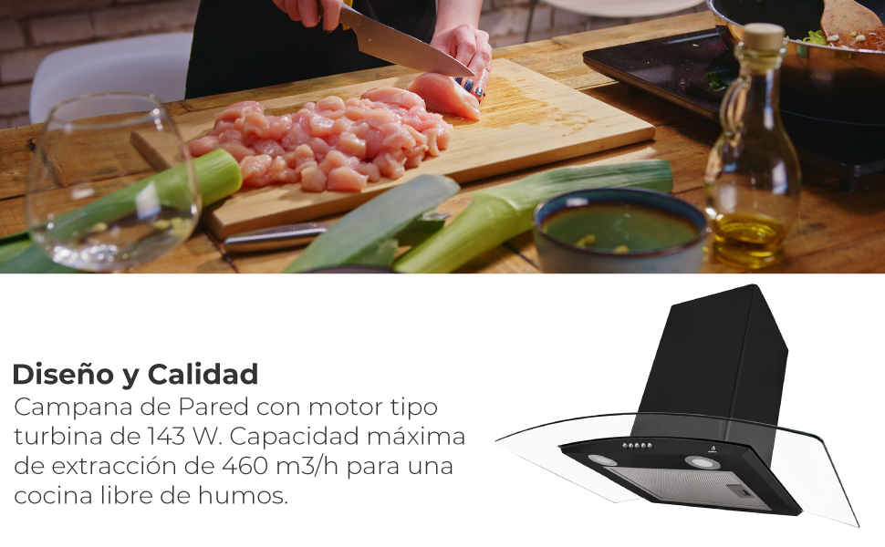 Combo Empotrable SUPRA Sassari: Parrilla a Gas 5 Quemadores de 76 cm y Campana Extractora Pared