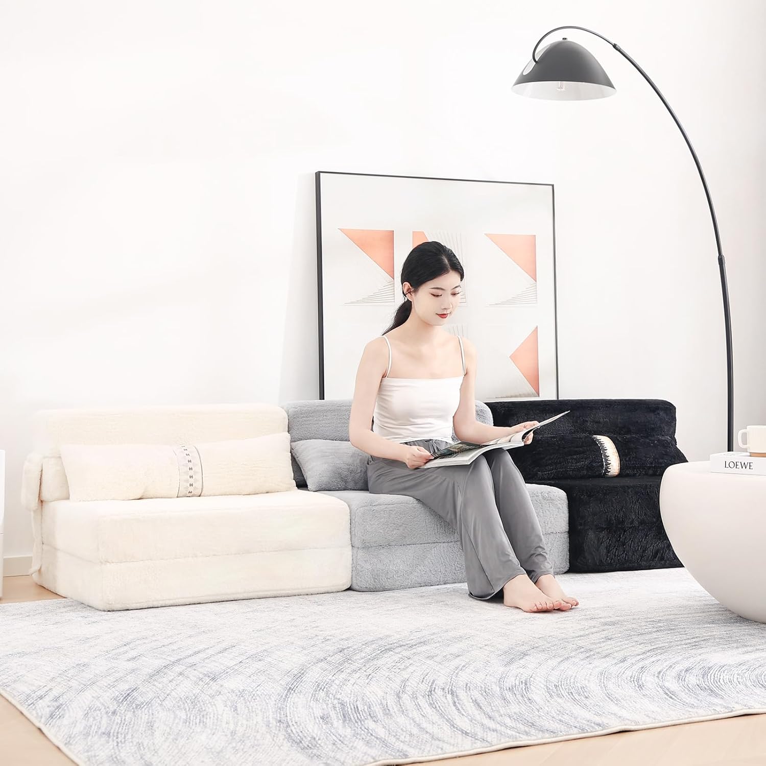 Tiita - Sillón de futón, tamaño individual, sofá cama plegable con almohada, colchón de piso y futón para sala de estar, recámara, uso de invitados, departamento