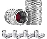 Ragirno Set de 8 Tapones para Llantas de Aluminio compatibles con Llantas de Carro, camioneta, Motocicleta, BMX y Bicicletas. Tapones Valvulas. Cubre Valvulas para Llantas. Valve Stem Caps (Plateado)
