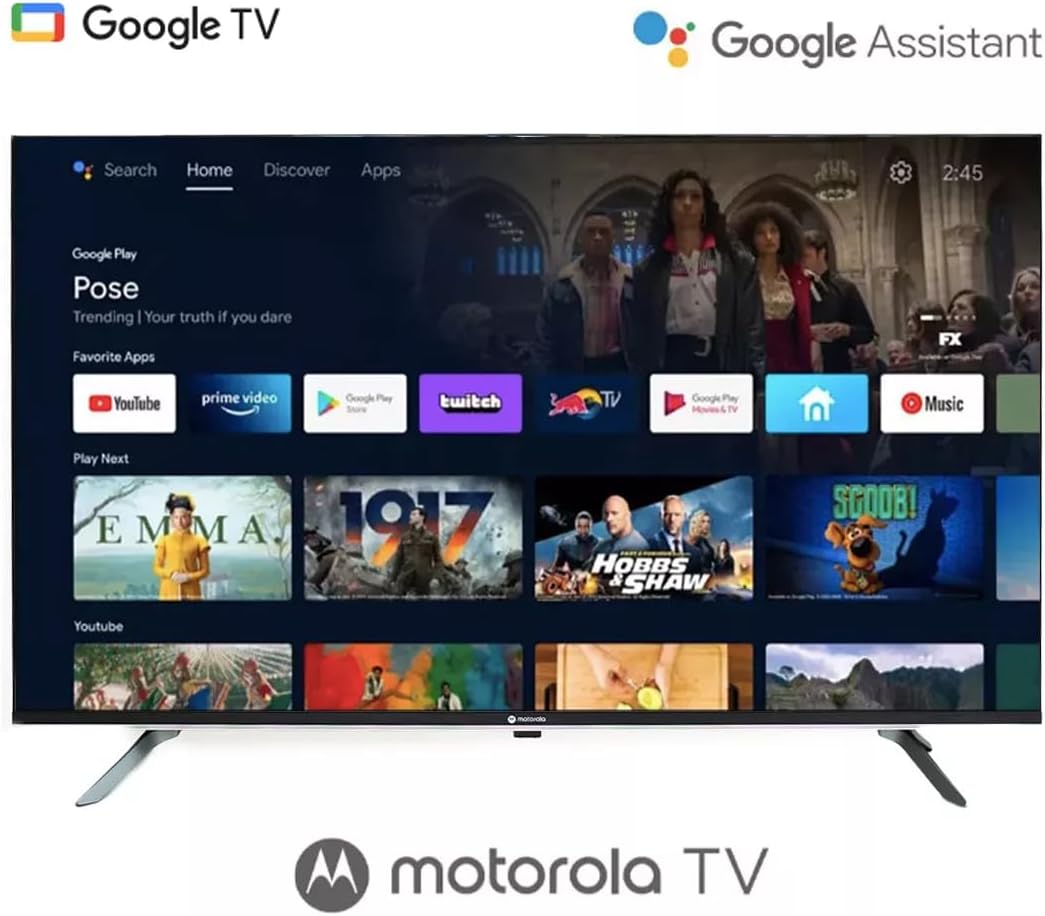 Motorola Google TV 43" Full HD DLED Smart TV Android 1080p 60Hz HDR Netflix Youtube Google Assistant 110V/220V MOT43FLE11 2024