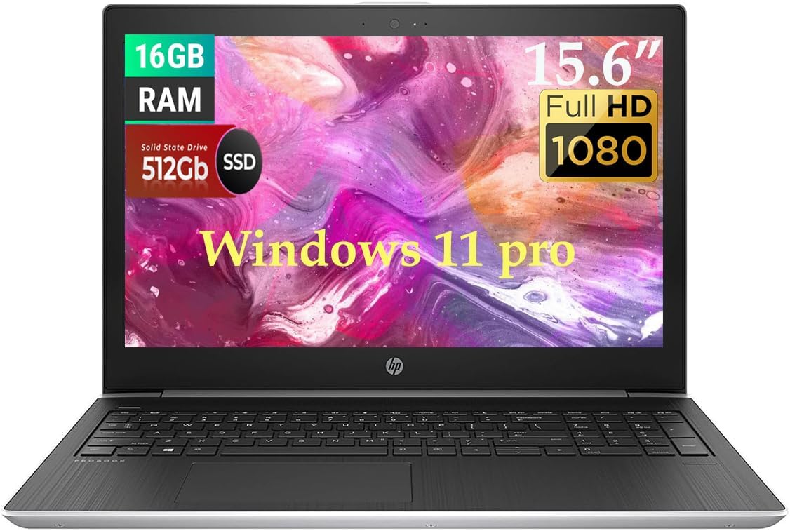 HP ProBook 450 G5 Portátil empresarial, FHD de 15,6"(1920 x 1080), Intel i5-8250U de 1,60GHz, 16GB de RAM, 512GB SSD, CAM, Windows 11 Pro (reacondicionado)
