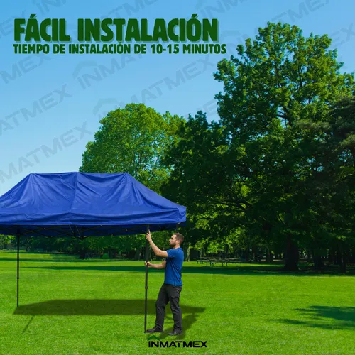 Toldo Carpa 3x4.5 Azul Con Paredes Lista Para Colocar