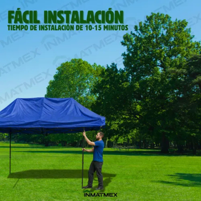Toldo Carpa 3x4.5 Azul Con Paredes Lista Para Colocar
