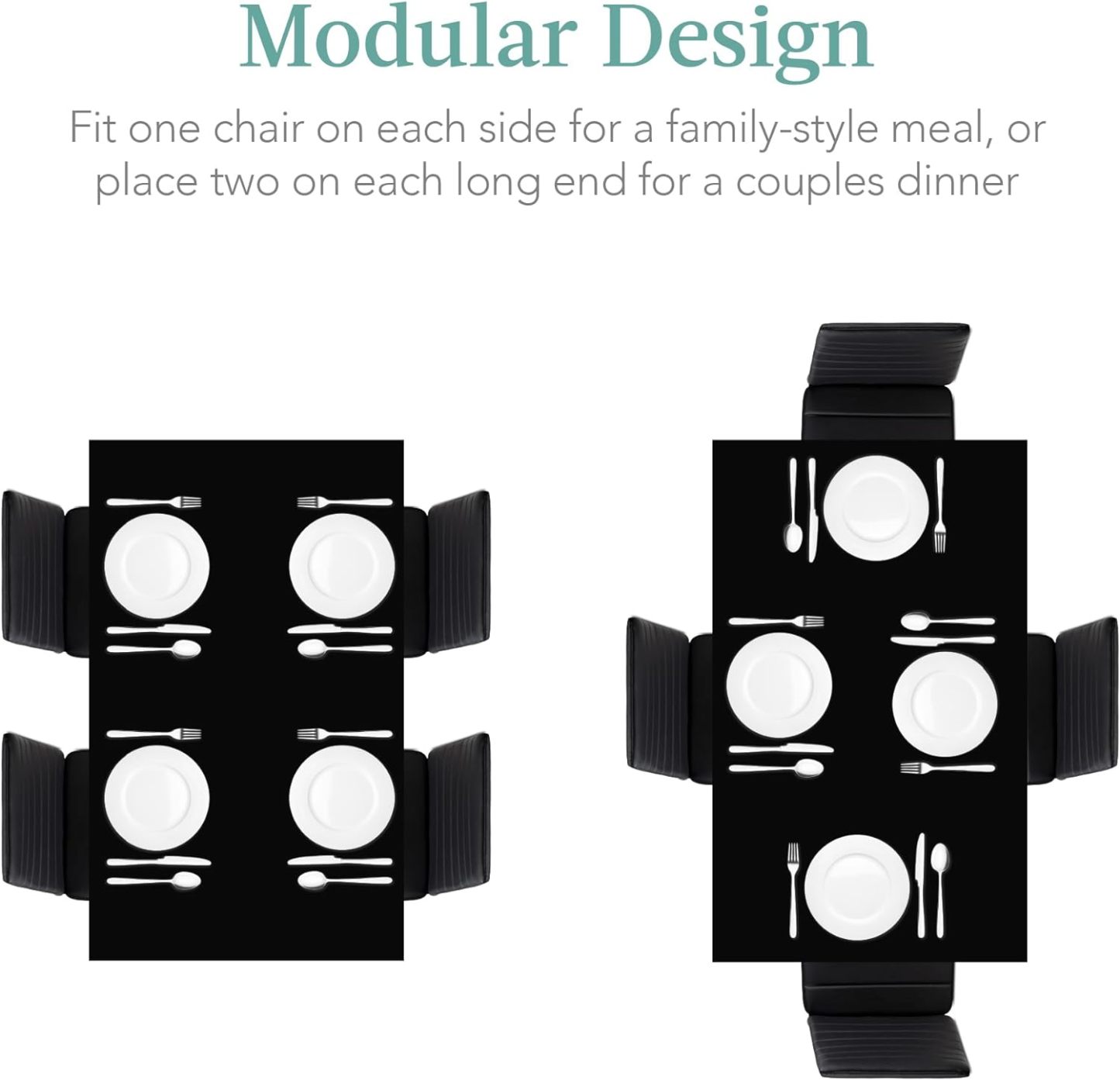 Best Choice Products - Juego de mesa de cocina y comedor de 5 piezas con tapa de cristal y 4 sillas de cuero Dinette, color negro