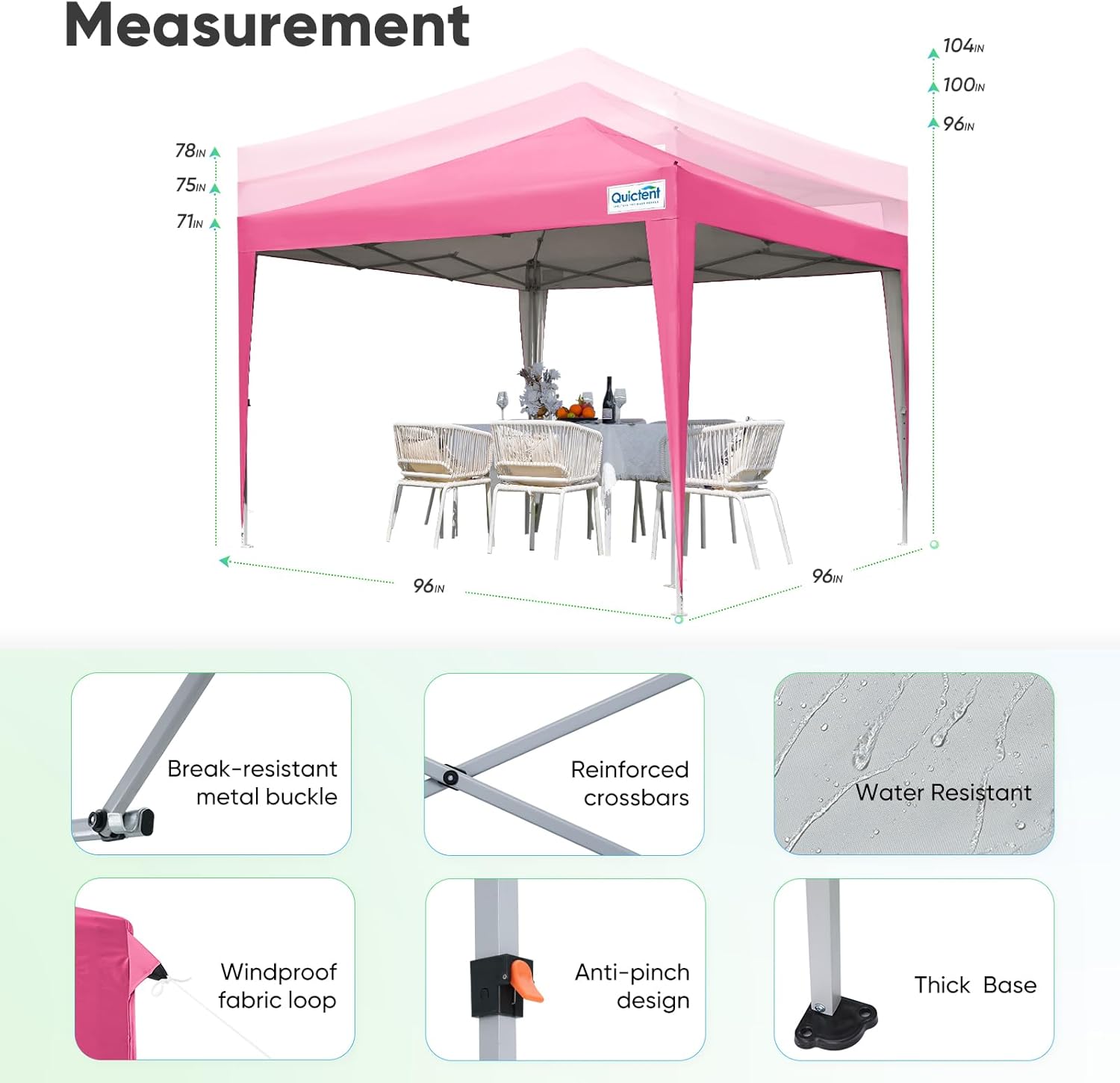 Quictent - Tienda de campaña desplegable de privacidad de 10 x 10 pulgadas con paredes laterales y ventanas ventiladas enrollables, configuración para una persona, fácil refugio para eventos