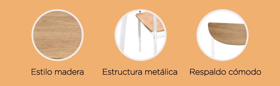 Set de Comedor estilo Industrial N&oacute;rdico para 6 Personas Blanco y Caf&eacute;