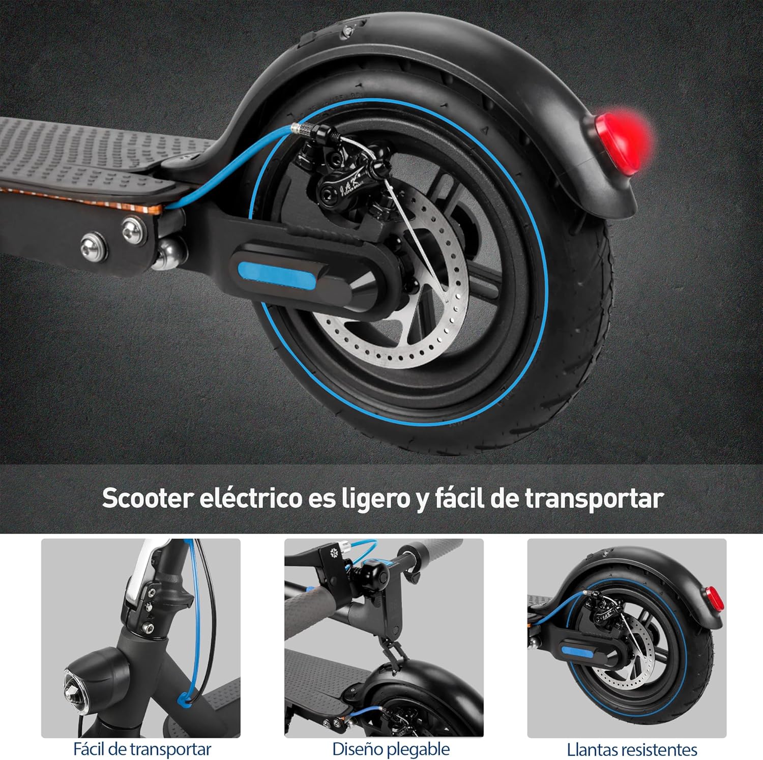 Bluelander Scooter E9 MAX Eléctrico Plegable para Adultos, Velocidad 35 km/h, Autonomía 40-45 km, Motor Sin Escobillas 960W, Scooter Adulto, Control por App Bluetooth, Scooter