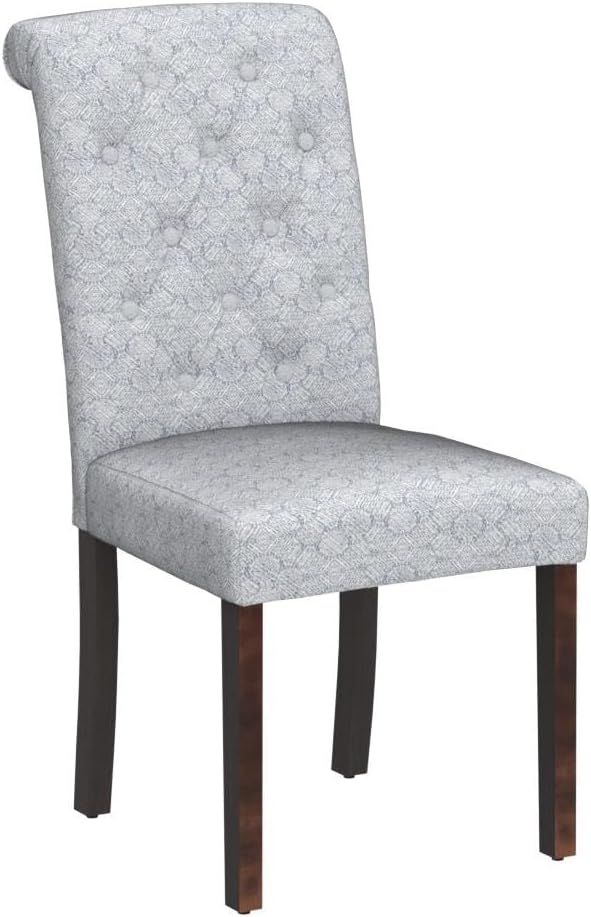 COLAMY - Juego de 6 sillas de Comedor con Botones y tapizadas, con Patas de Madera Maciza y Asiento Acolchado para Comedor, Cocina, Color Gris