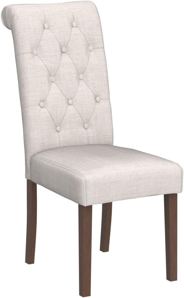COLAMY - Juego de 6 sillas de Comedor con Botones y tapizadas, con Patas de Madera Maciza y Asiento Acolchado para Comedor, Cocina, Color Gris