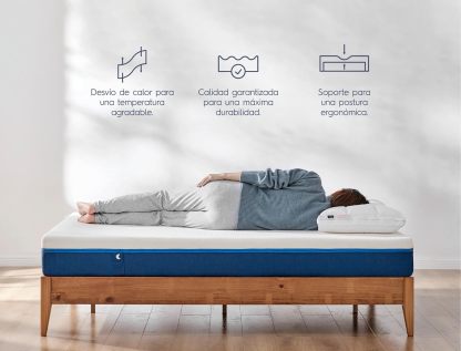 Luuna Colchón Blue Individual, Espumas certificadas, Hecho en México, 3 Capas de Espuma, Memory Foam, Durabilidad, Colchón en Caja