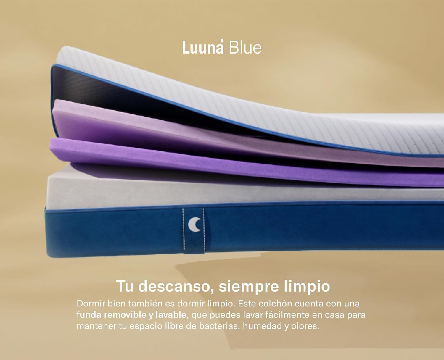 Luuna Blue Colchón Queen Size, Colchón Memory Foam, 24cm de Altura, Firmeza Media, Colchones en Caja, 3 Capas de Espuma de Alta Densidad, Colchón Fresco