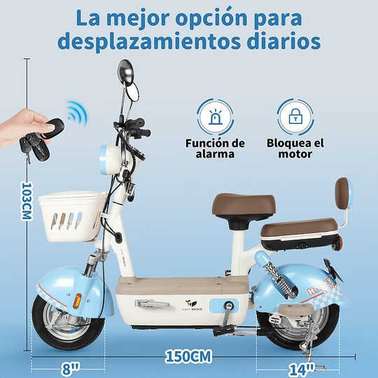 Motobici Eléctrica Honey Whale U4S Azul