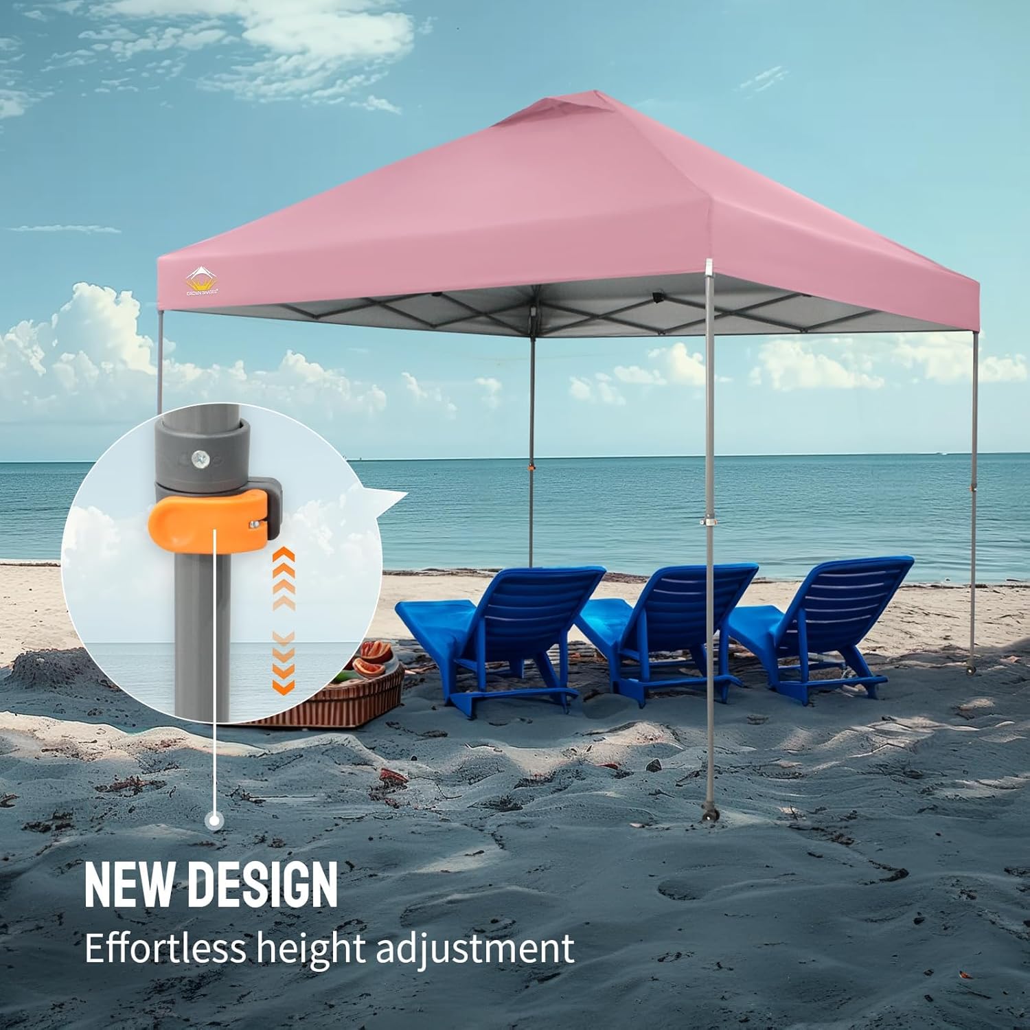 CROWN SHADES - Toldo desplegable de 3.60 x 3.60 metros, toldo patentado de un empuje con bolsa de transporte con ruedas, 8 estacas y 4 cuerdas, negro