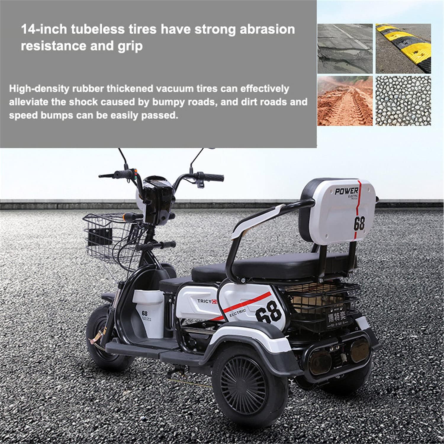 ZJDU Scooter Eléctrico De Movilidad De 3 Ruedas,Dispositivo De Silla De Ruedas Móvil Eléctrico para Adultos -Ajuste De 3 Velocidades,Adecuado para Personas Mayores,Discapacitados, Adultos