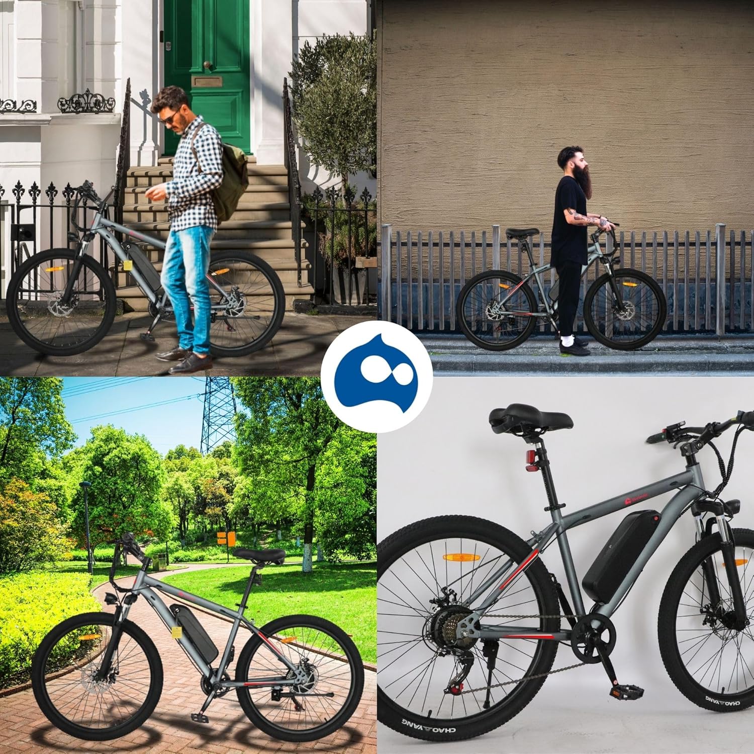 Bluelander Bicicleta Eléctrica para Adultos, Bicicleta Electrica Rodada 26, Velocidad Máxima de 32 km/h, 7 Velocidades, Potencia del Motor de 36 V/350 W, Pantalla, Frenos de Disco
