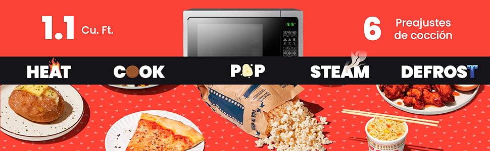 Horno de microondas Chefman, calienta comidas en segundos, descongela alimentos, cocina rapidamente