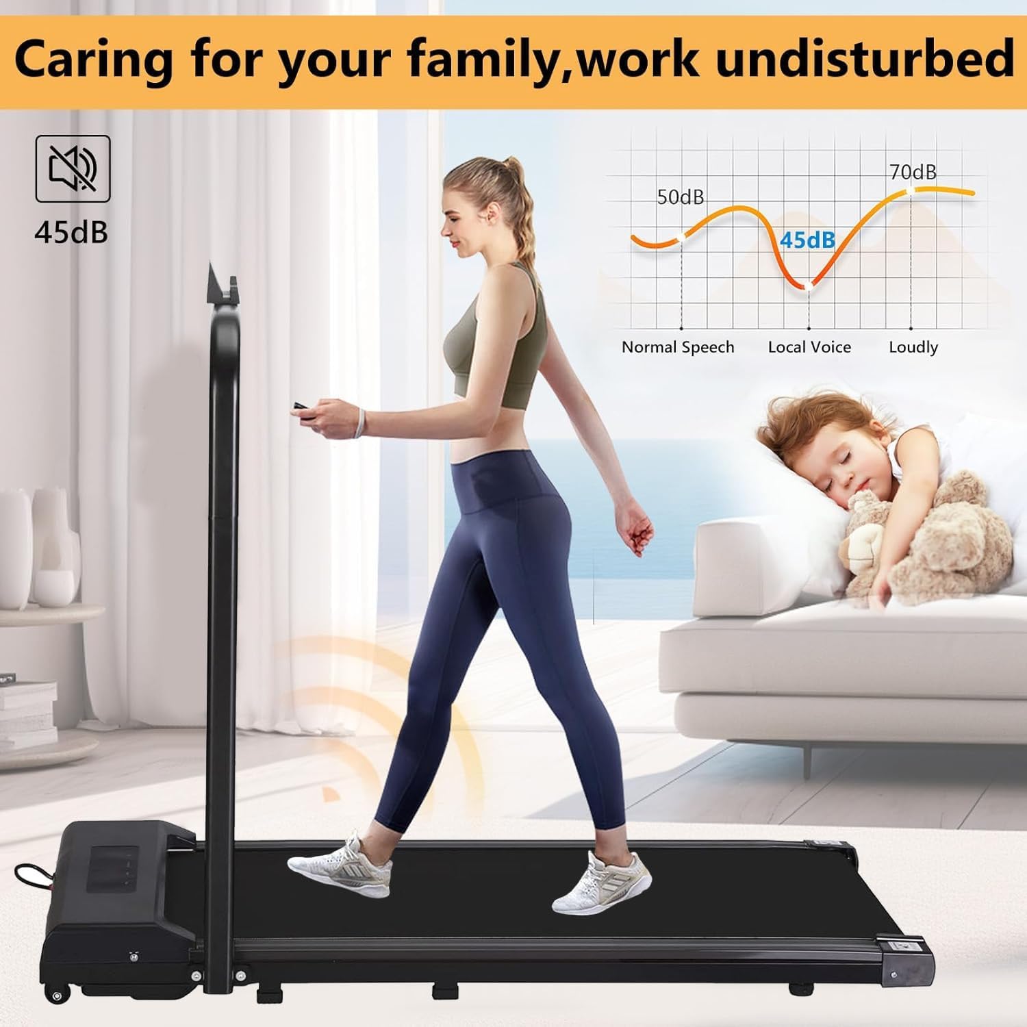 MUZENS Caminadora Electrica, Pantalla Digital Electrónica y Control Remoto, Cinta de Correr Plana, Caminadora Plegable Portátil, Caminadora Eléctrica Plegable y Portátil con Pantalla Digital