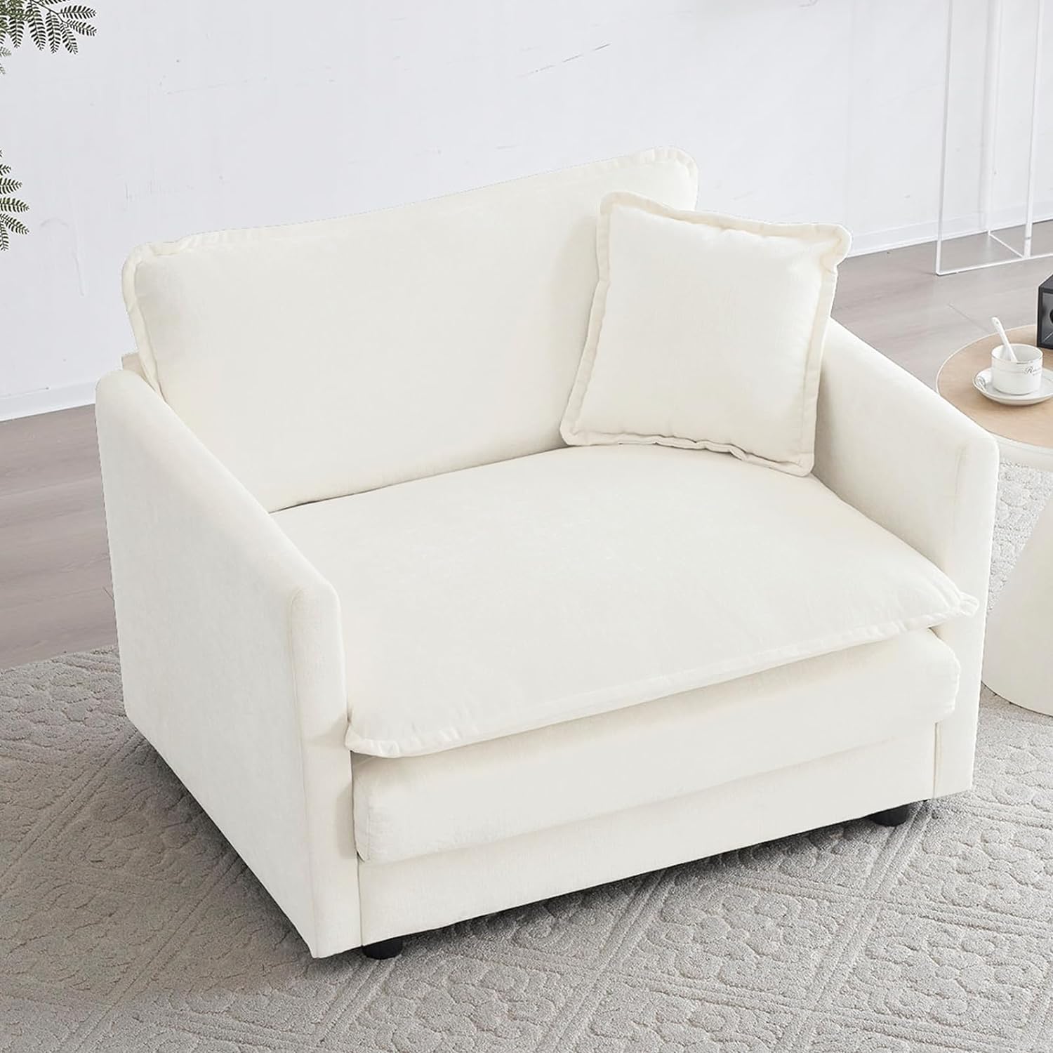 Neylory - Sofá de dos plazas con 2 almohadas para sala de estar, recámara, departamento, 2 plazas de felpilla para asiento profundo